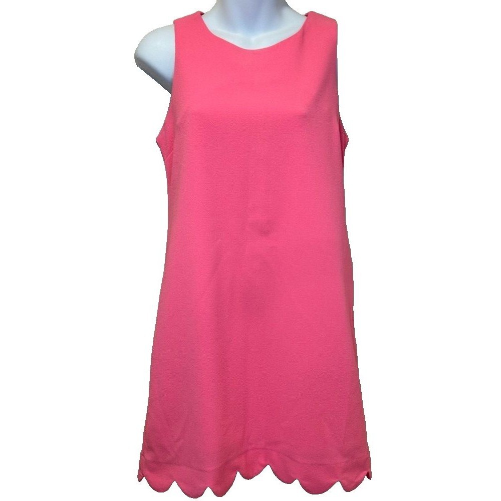 Monteau Pink Shift Dress Womens Small Scallop Hem Shower Party Mod Y2K